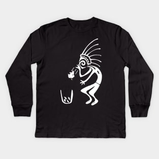 Kokopelli trash white Kids Long Sleeve T-Shirt